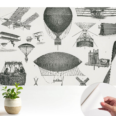 Tapeta s motívom leteckých vynálezov v retro štýle určená do obývačky