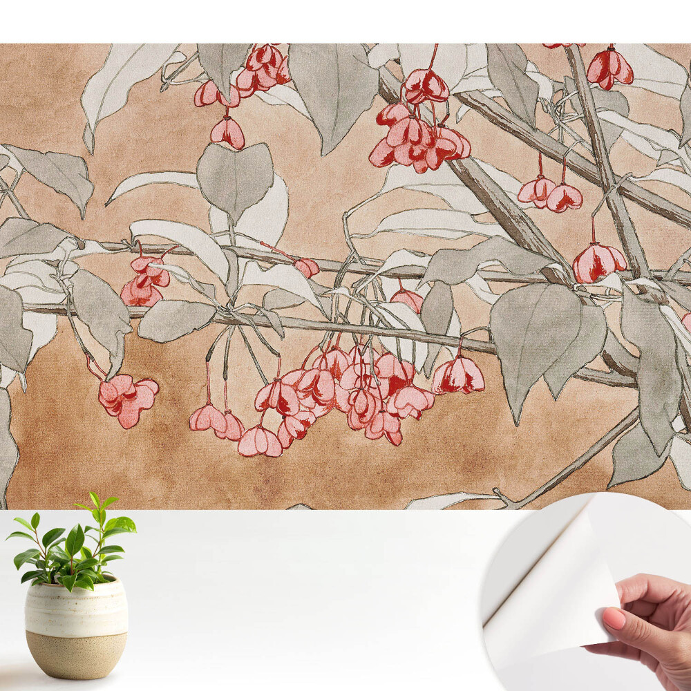 Tapeta Jemné kvety a listy v jemných farbách