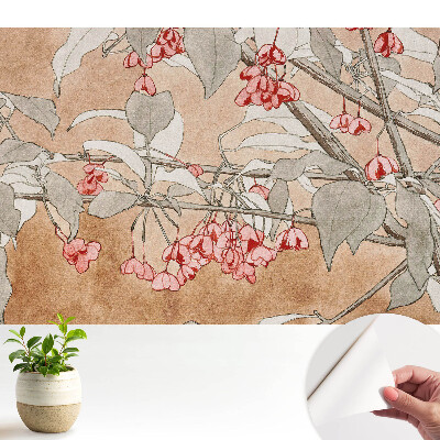 Tapeta Jemné kvety a listy v jemných farbách