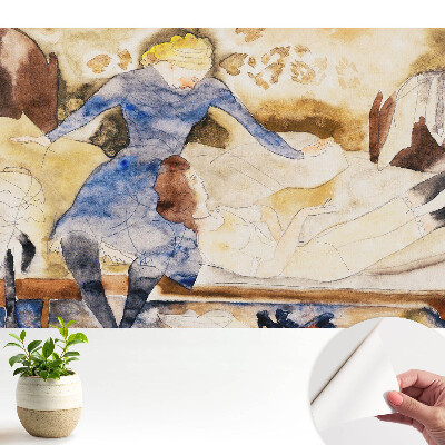 Tapeta do obývačky s romantickou scénou v pastelových farbách