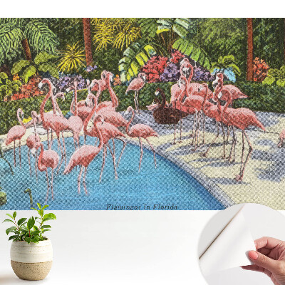 Tapeta s motívom plameniakov pri bazéne