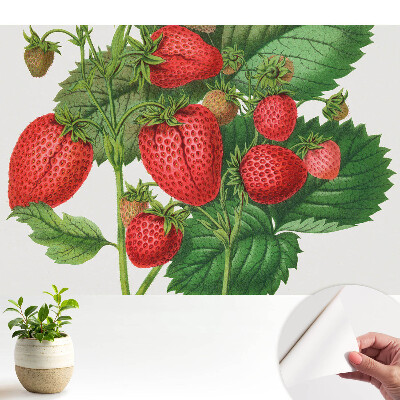 Tapeta do obývačky Jahody na zelenom pozadí