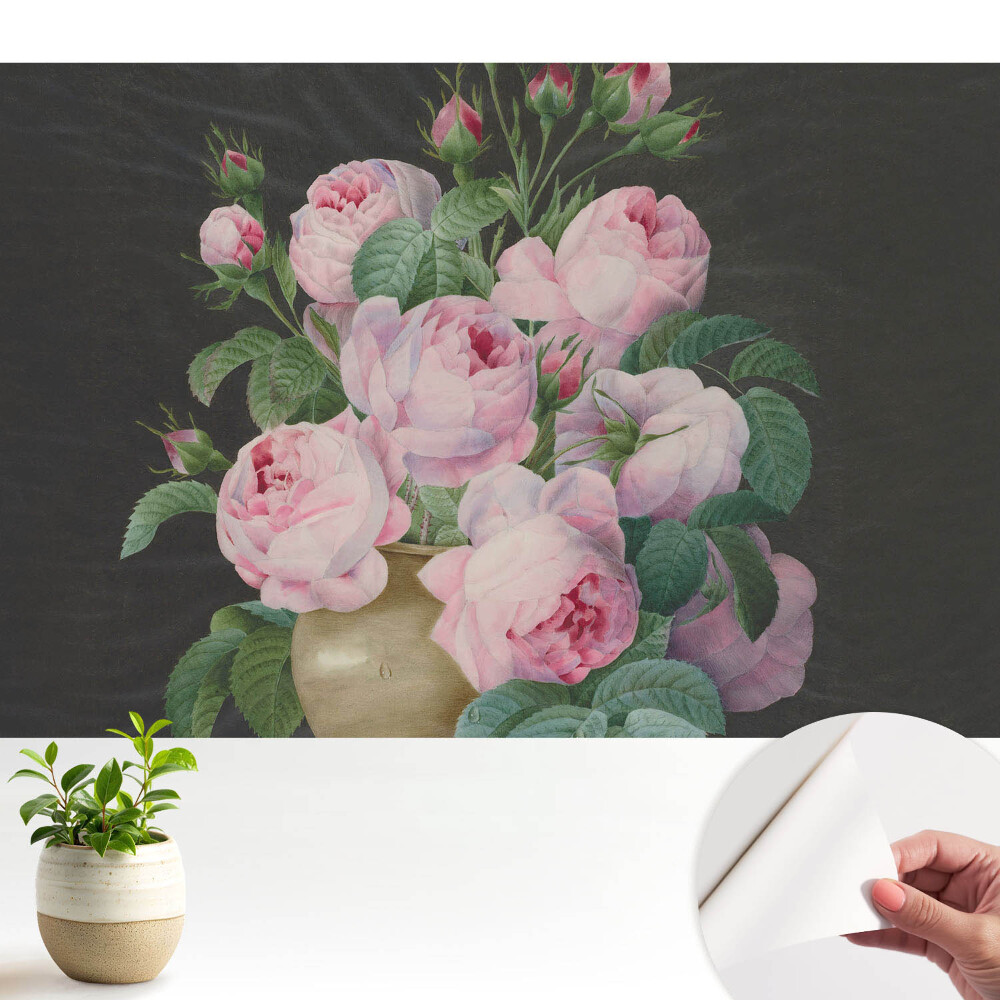 Tapety na stenu samolepiace Ružové ruže v sivej váze
