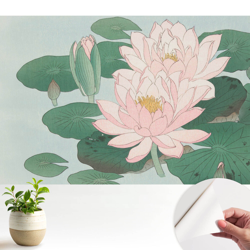 Tapety na stenu samolepiace Lotosové kvety na zelených listoch