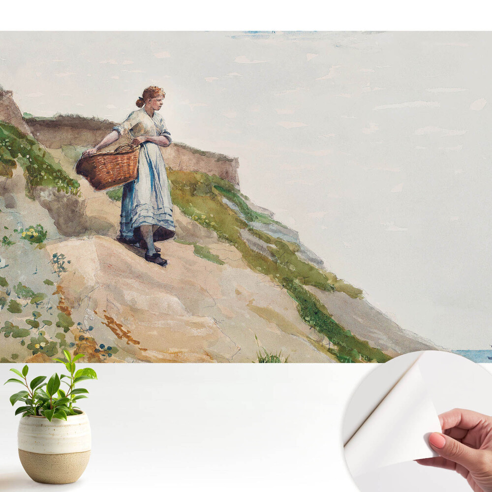 Tapeta do obývačky Žena s košíkom na svahu