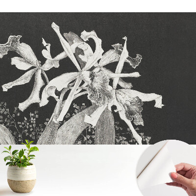 Tapeta na stenu s elegantným kvetinovým vzorom na tmavom pozadí