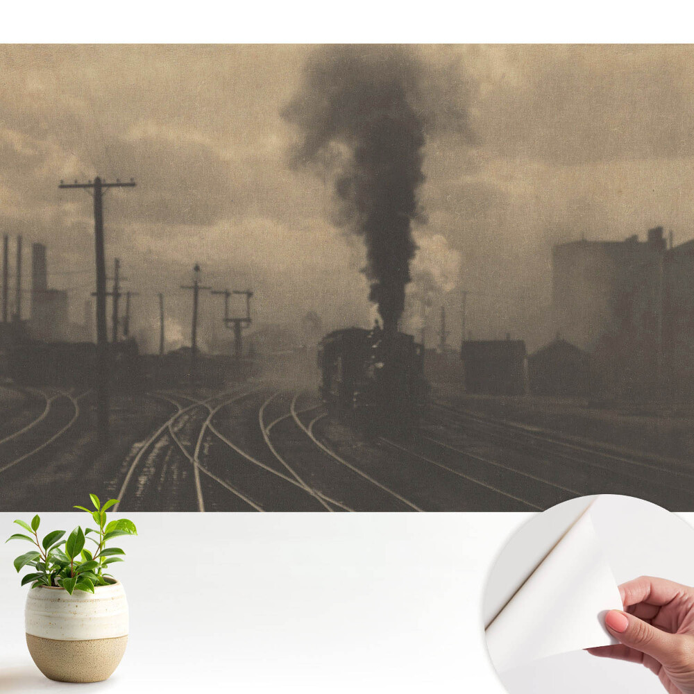 Tapeta do obývačky Priemyselná kompozícia s vlakom a továrňami