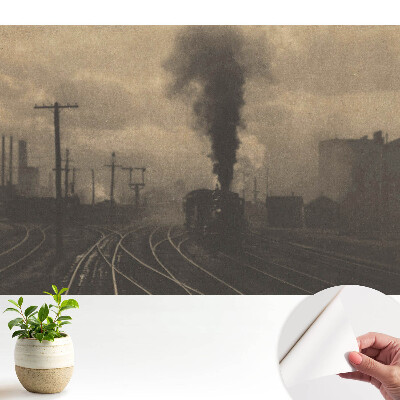 Tapeta do obývačky Priemyselná kompozícia s vlakom a továrňami