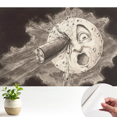 Tapeta na stenu samolepiaca s motívom mesiaca a kovovým prvkom