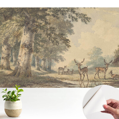 Tapeta do obývačky Lesný jeleň pri potoku