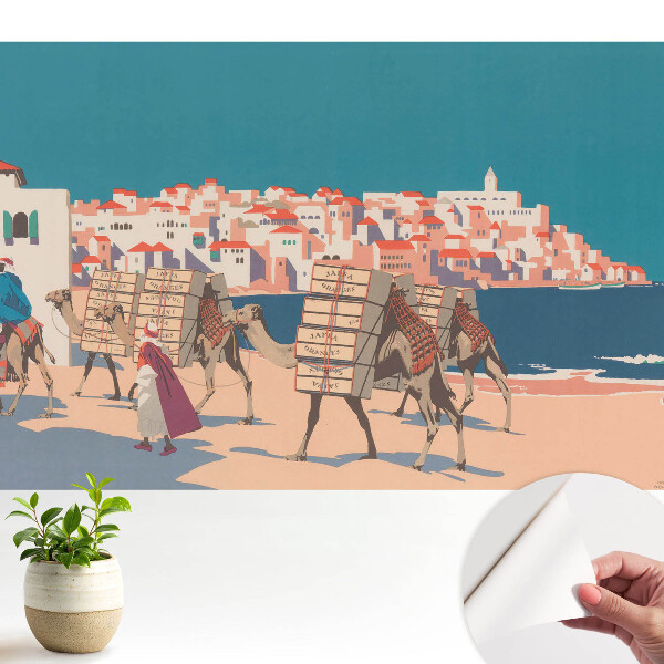 Tapeta Ilustrácia morskej karavány tiav.