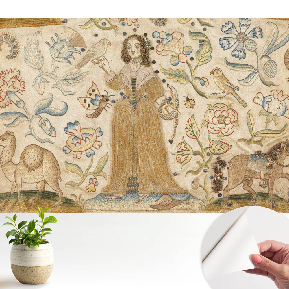 Tapety na stenu samolepiace Kvetinová krajina s postavou v strede