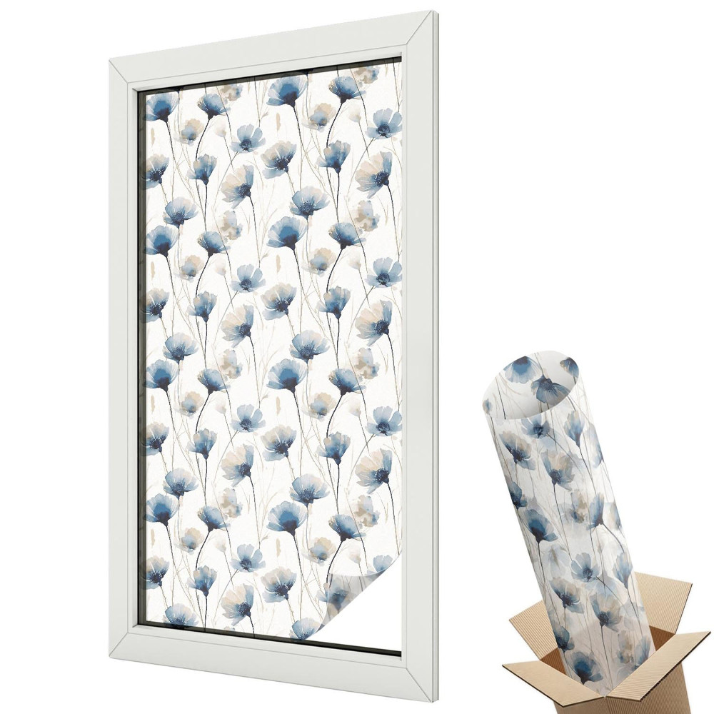 Fólia na sklo dverí Modré kvety
