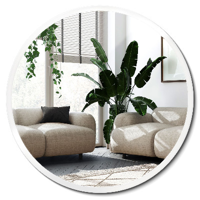 Okrúhle zrkadlo s bielym rámom