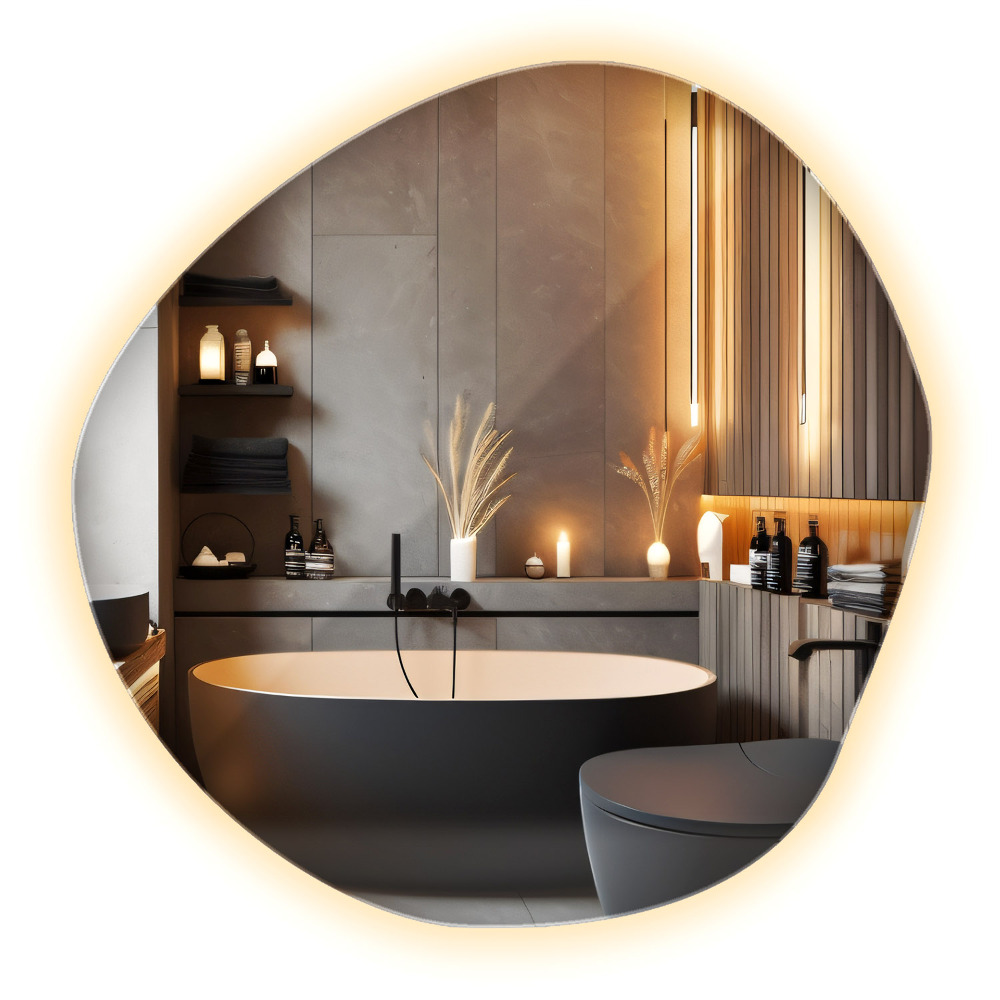 Nepravidelne zrkadlo v tvare oblaku s led osvetlením