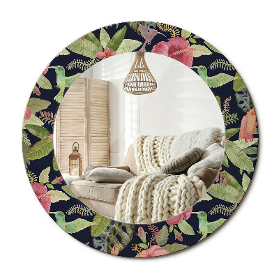 Zrkadlo s rámom s potlačou Kvety ibišteka