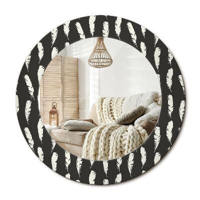 Dekoračné zrkadlo na stenu Čierne a biele perie