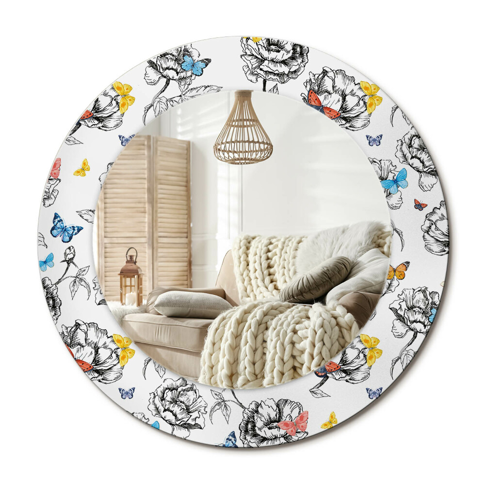 Zrkadlo s rámom s potlačou Farebné motýle