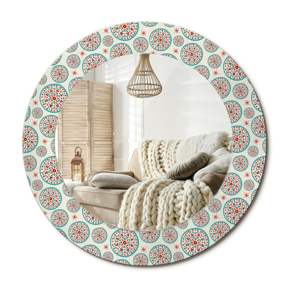 Zrkadlo s rámom s potlačou Boho vzor