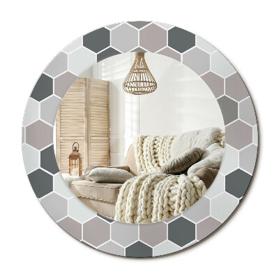 Zrkadlo s rámom s potlačou Šesťhranný vzor