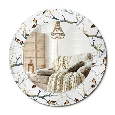 Dekoračné zrkadlo na stenu Vrabce vtáky konáre