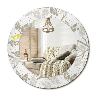 Obdĺžnikové dekoračné zrkadlo Žlté vtáky na vetvách