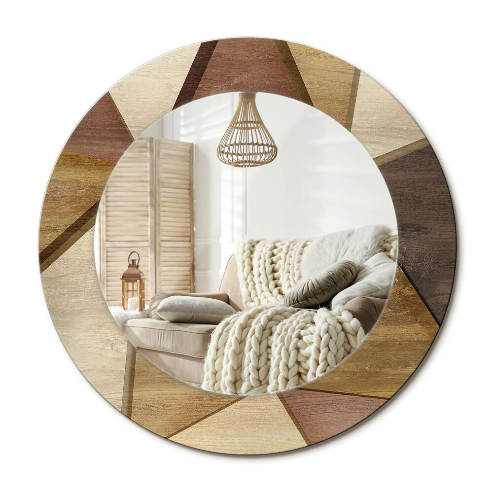 Zrkadlo s rámom s potlačou Geometrické drevo 3D