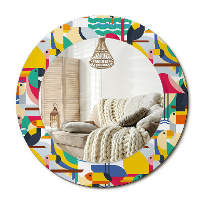 Dekoračné zrkadlo na stenu Geometrické tropické vtáky