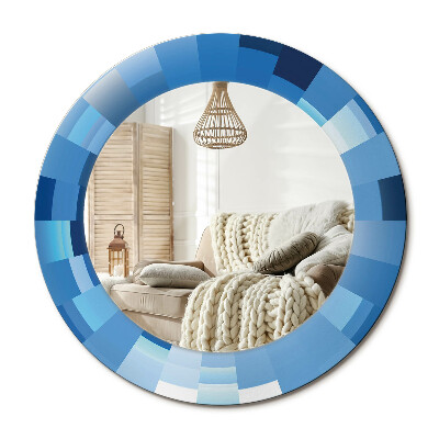 Zrkadlo s rámom s potlačou Modrý abstrakt