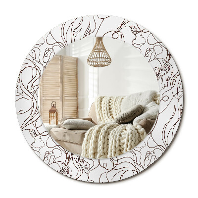 Zrkadlo s rámom s potlačou Tváre z čiar