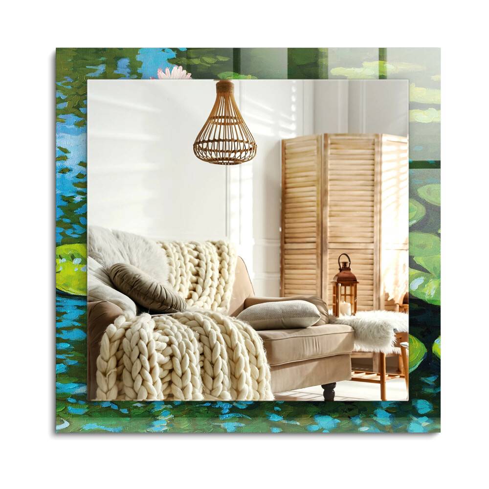 Obdĺžnikové zrkadlo rám s potlačou Rybník s leknami