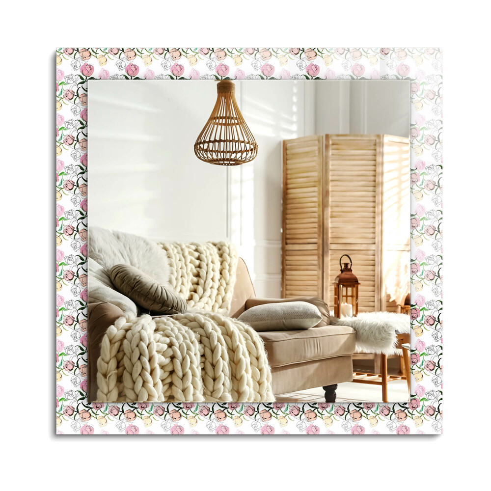 Obdĺžnikové zrkadlo rám s potlačou Kvetinový vzor