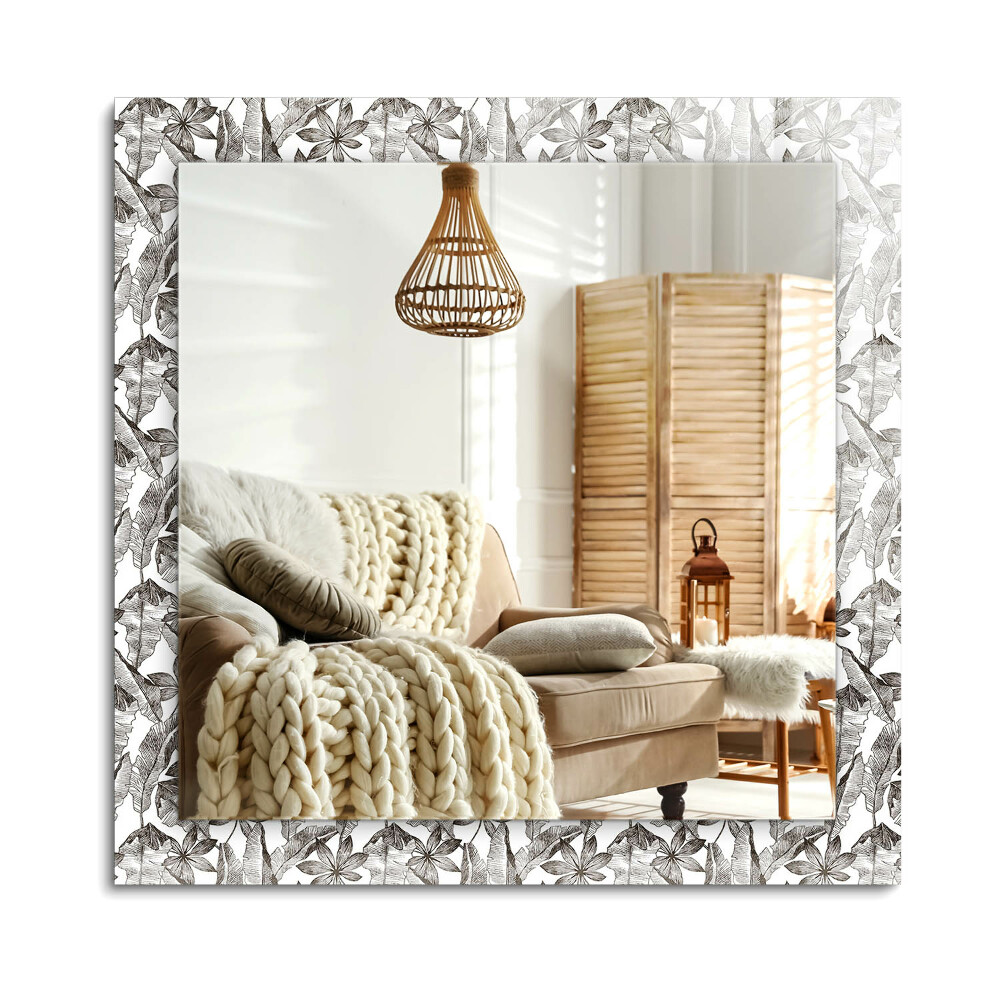 Obdĺžnikové zrkadlo rám s potlačou Listy a kvety