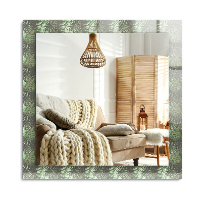 Obdĺžnikové dekoračné zrkadlo na stenu Listy tropických rastlín