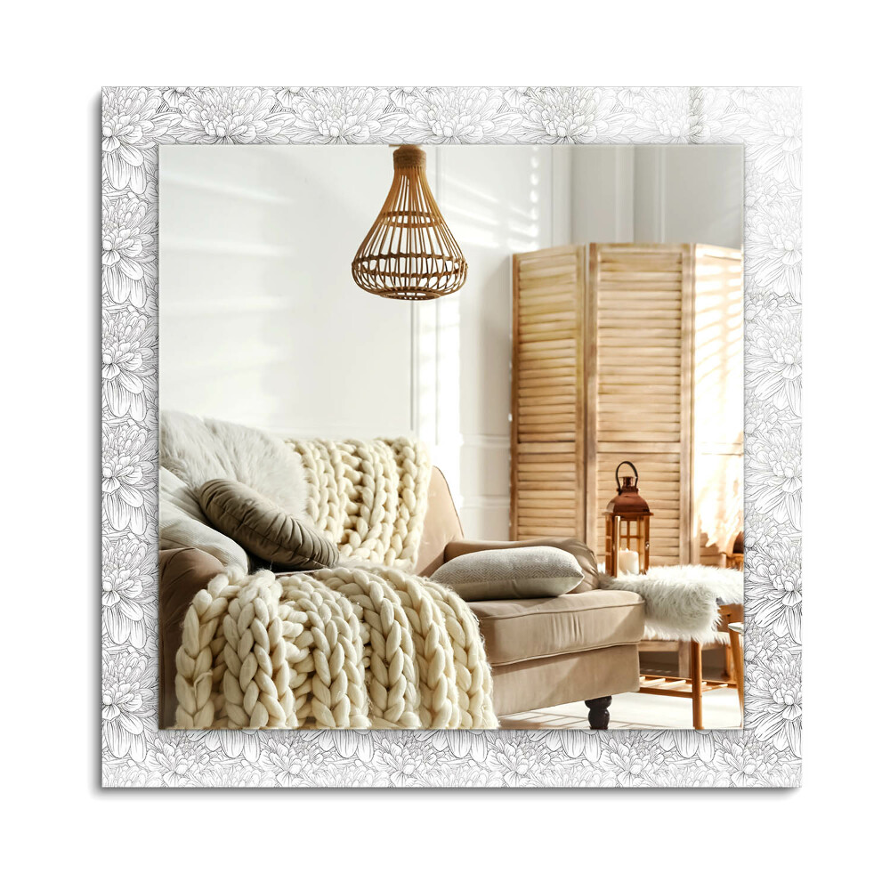 Obdĺžnikové zrkadlo rám s potlačou Kvetinový monochromatický vzor