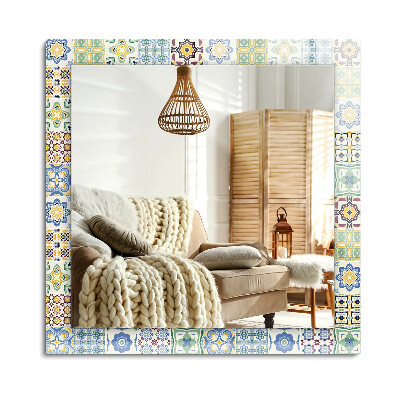 Obdĺžnikové zrkadlo rám s potlačou Farebné vzory dlaždíc