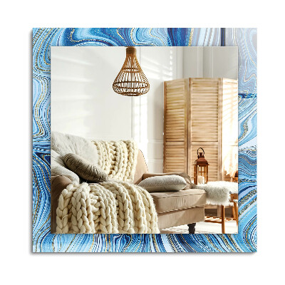 Obdĺžnikové zrkadlo rám s potlačou Abstraktný modrý vzor