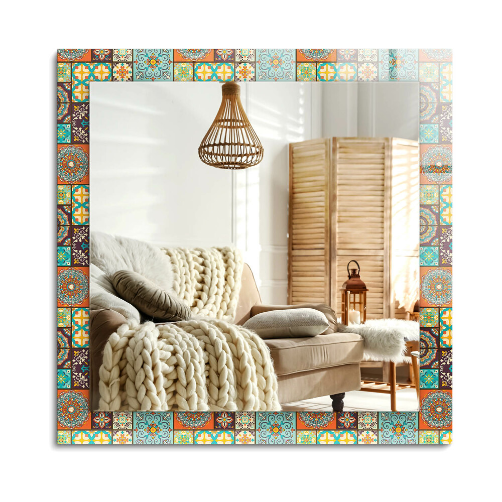 Obdĺžnikové dekoračné zrkadlo na stenu Farebné mozaikové dlaždice