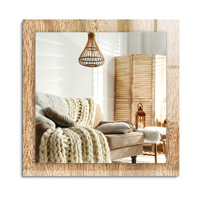 Obdĺžnikové dekoračné zrkadlo na stenu Drevená textúra