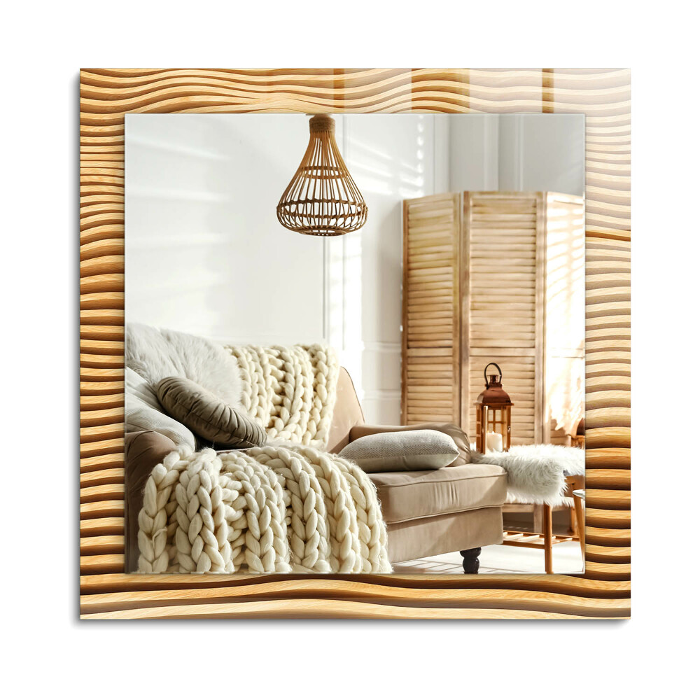 Obdĺžnikové dekoračné zrkadlo na stenu Drevené vlny