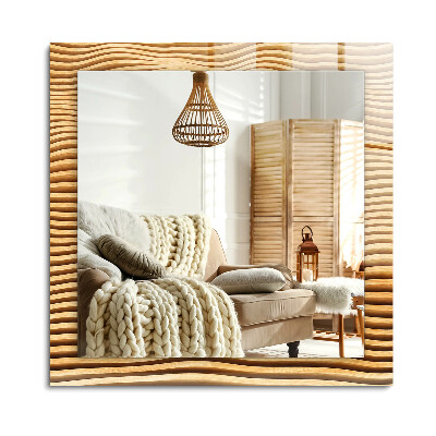 Obdĺžnikové dekoračné zrkadlo na stenu Drevené vlny