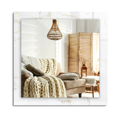 Obdĺžnikové zrkadlo rám s potlačou Vzor z bieleho mramoru