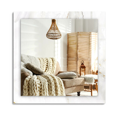 Obdĺžnikové dekoračné zrkadlo na stenu Vzor z bieleho mramoru