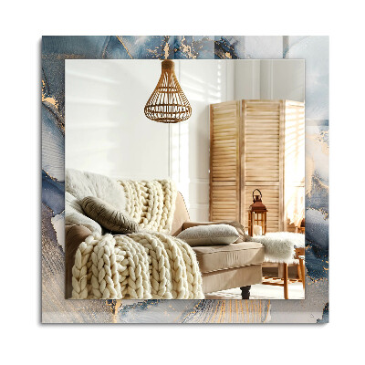 Obdĺžnikové zrkadlo rám s potlačou Abstraktné modré umenie