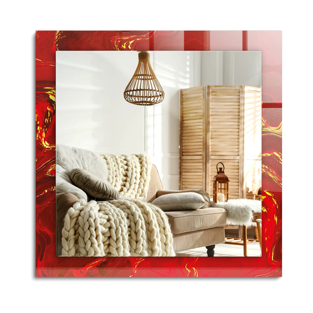 Obdĺžnikové dekoračné zrkadlo Abstraktná červená farba