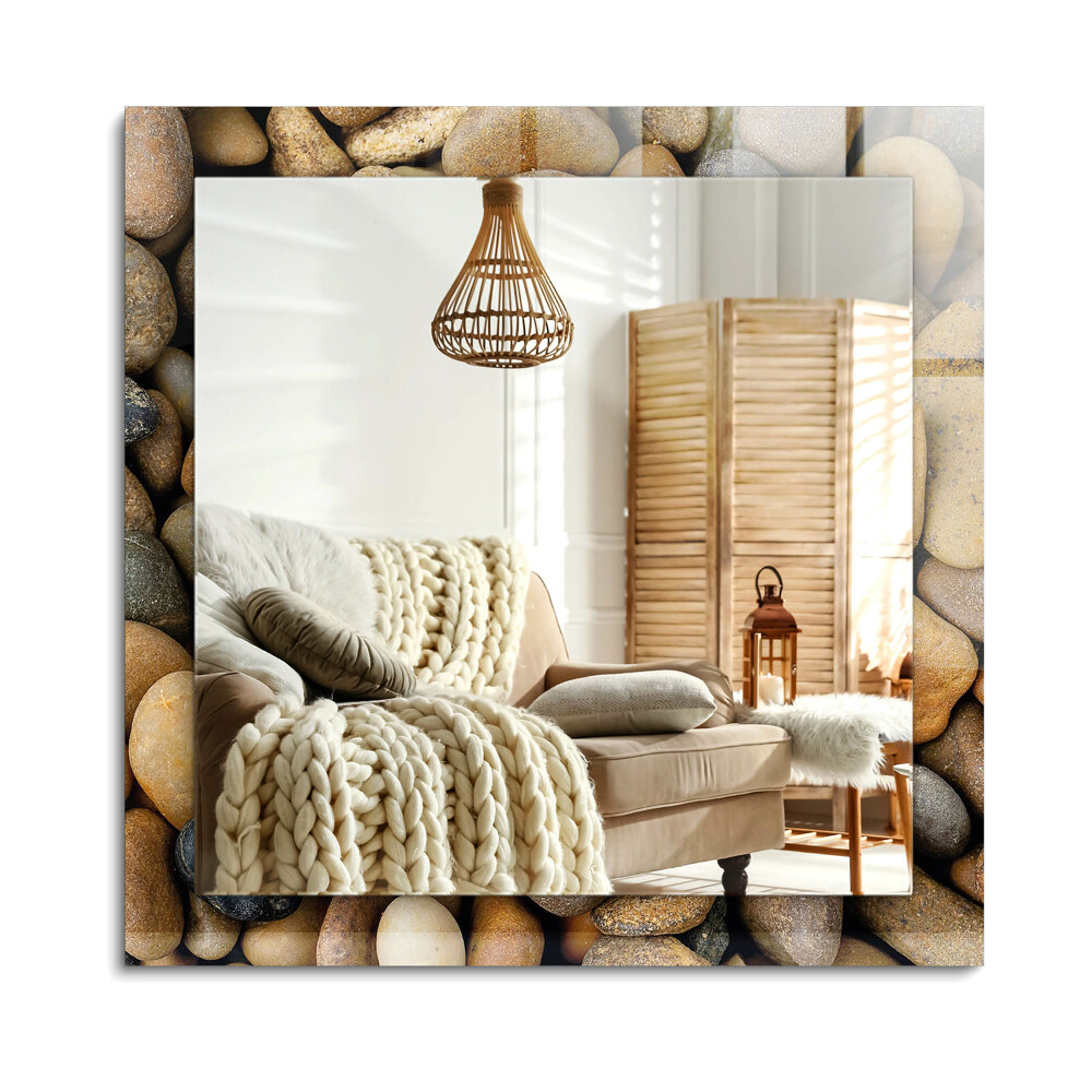 Obdĺžnikové zrkadlo rám s potlačou Farebné hladké kamene