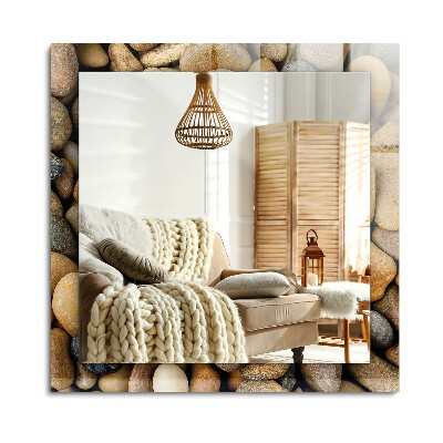 Obdĺžnikové zrkadlo rám s potlačou Farebné hladké kamene