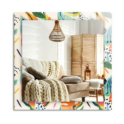 Obdĺžnikové dekoračné zrkadlo na stenu Vzor farebných listov