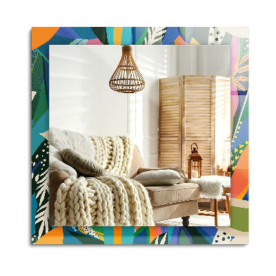 Obdĺžnikové dekoračné zrkadlo na stenu Farebné abstraktné kvety