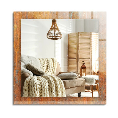 Obdĺžnikové zrkadlo rám s potlačou Hrdzavý kovový povrch